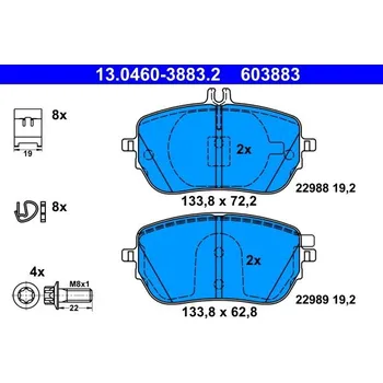 Brzdová destička Sada brzdových destiček, kotoučová brzda ATE 13.0460-3883.2