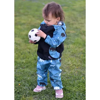 Chlapecké kalhoty Yháček Softshellové kalhoty Yháček, letní, Lesní zvěř na petrolejové Velikost: 116