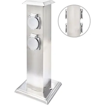 Elektrická zásuvka Zahradní zásuvka z nerezové oceli 15,5 x 15,5 x 40,5 cm stříbrná