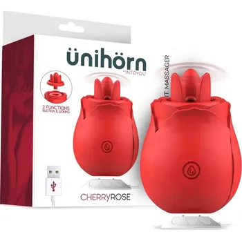 Vibrátor InToYou Ünihörn CherryRose Suction and Licking Tongues Clitoris Massager Red