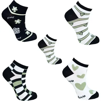 Dámské ponožky Emi Ross Dámské kotníkové ponožky Emiros - Srdíčka Emma ( 5 párů v balení ) Barva: Mix barva, Velikost: 35-38