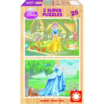 Puzzle Puzzle dřevěné Disney Sněhurka a Popelka 2v1 25 dílků