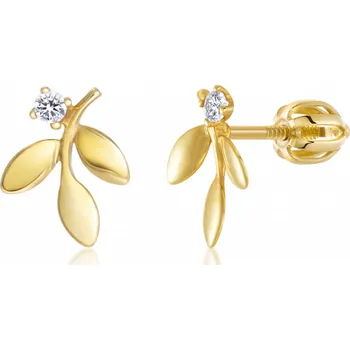 Náušnice SOFIA zlaté náušnice lístky se zirkonem AUBLAR24J0P-ZY-SC