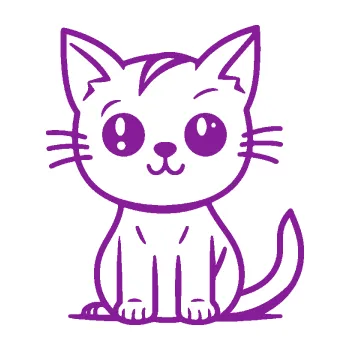 Samolepící dekorace Kočka 036 pravá (14 - fialová) SAMOLEPKA NA AUTO, NÁLEPKA, FÓLIE, POLEP, TUNING, VLASTNÍ TEXT, TISK, AUTOSAMOLEPKY.cz, POLEPY, OBRÁZEK, LOGO, 3D STICKERS