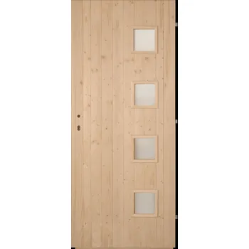 Interiérové dveře Hrdinka Palubkové dveře Quatro - panty Materiál: smrk, Šířka: 90 cm, Orientace: Pravé