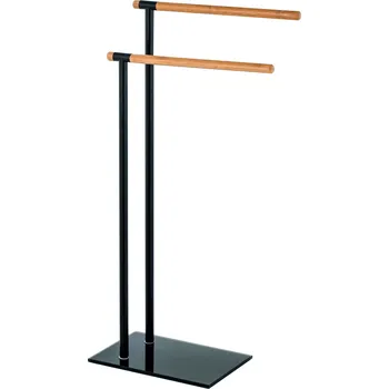 Držák na ručník BISK Umbra stojací věšák černá-dřevo 07985