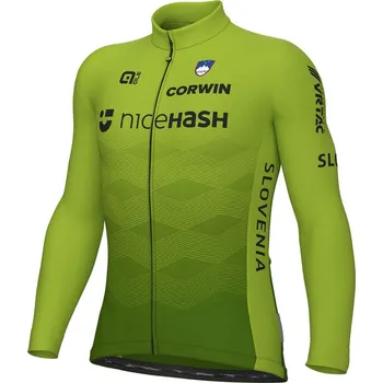 cyklistický dres ALÉ Cyklistický dres s dlouhým rukávem zimní - SLOVENIA NATIONAL 23 - zelená 5XL