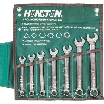 Ruční nářadí HONITON Sada očkoplochých klíčů vyhnutých 7 dílů HONIDRIVER | 10-19 mm, textilní obal