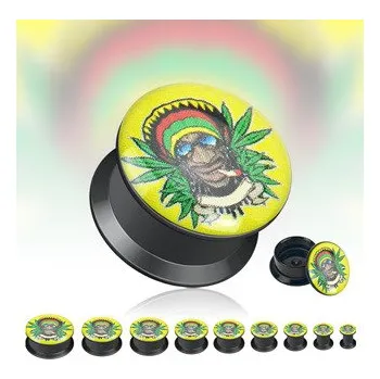 Piercing Šperky4U Akrylátový plug do ucha "rastaman" - PL01054-16