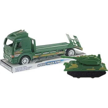 autíčko Auto odtahová služba vojenský set transportér s tankem na setrvačník plast