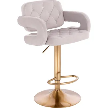 Barová židle Barová židle Ardal Diamonds velur světle šedá - na zlatém talíři