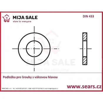 Šroub DIN 433 - P 2,7 - 100HV 4.6 - zinek bílý - Podložka pro šrouby s válcovou hlavou