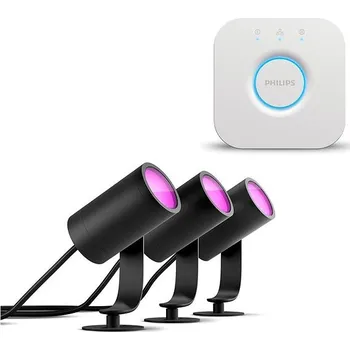 Žárovka Philips HUE Lily Hue base unit spike black 3x8W 24V + Philips HUE Bridge EU
