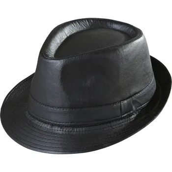 Koženkový fedora klobouk černý
