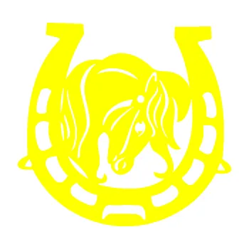 Samolepící dekorace Koňská podkova 004 pravá s koníkem (05 - žlutá citron) SAMOLEPKA NA AUTO, NÁLEPKA, FÓLIE, POLEP, TUNING, VLASTNÍ TEXT, TISK, AUTOSAMOLEPKY.cz, POLEPY, OBRÁZEK, LOGO, 3D STICKERS