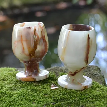 Sklenice Broušený pohárek Onyx - aragonit 7,5 cm