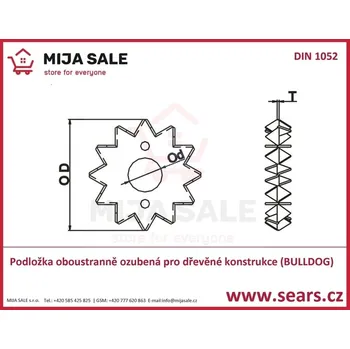 Matice P 17/50 DIN 1052 - Podlozka oboustranně ozubená pro dřevěné konstrukce BULLDOG zinek bílý
