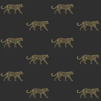 Tapeta Origin Černá vliesová tapeta se zlatými leopardy 347686, City Chic, Precious, Origin, velikost 0,53 x 10,05 m