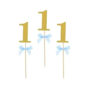 Party dekorace Zapichovátka do cupcaku 1. narozeniny - kluk - modré - 10 ks