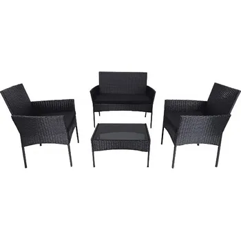 Zahradní sestava Casarredo Zahradní ratanový set IBIZA 2-sedák + 2 křesla + stůl černá