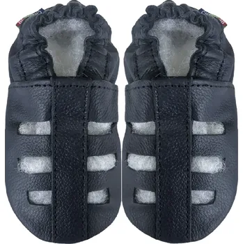 Capáčky CAROZOO Kožené capáčky s koženou podrážkou tmavě modré sandále 18-24 měsíců Modrá 22,5