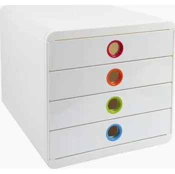 Zásuvkový kontejner Zásuvkový box Exacompta POP bílý duhový / 4 zásuvky na výšku