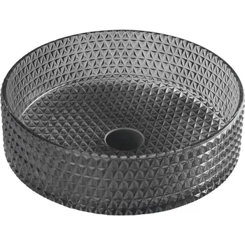 MARAGUA skleněné gravírované umyvadlo na desku ? 39,5cm, černá TY214