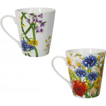 Sada hrnků na čaj 2ks Fiori 300ml BRANDANI (barva - bílé se vzory)