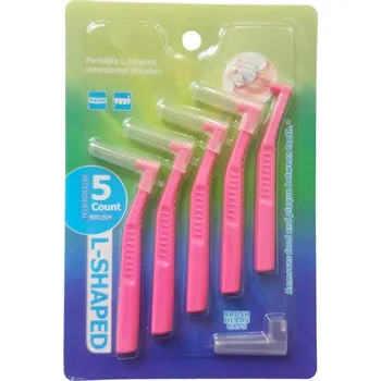 Mezizubní kartáčky tvar L, tloušťka 0,6 mm, 5 ks, růžové