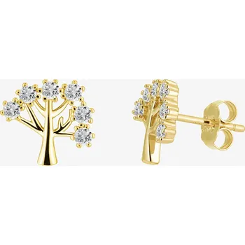 Náušnice Pozlacené stříbrné náušnice Sevilla, strom života s kubickou zirkonií Preciosa