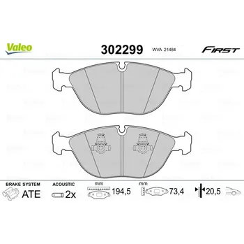 Brzdová destička Sada brzdových destiček, kotoučová brzda VALEO 302299