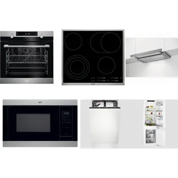 Set domácích spotřebičů AEG BPK556360M + AEG Mastery DirectTouch HK654070XB + AEG DPE5660M + AEG Mastery MSB2547D-M + AEG Mastery GlassCare FSE73407P + AEG Mastery FlexiShelf SCE818D3LC