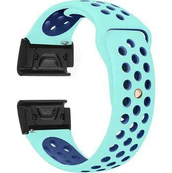 Ostatní příslušenství k chytrým hodinkám eses Silikonový dírkovaný řemínek pro Garmin - Mátovo modrý, QuickFit 20 mm