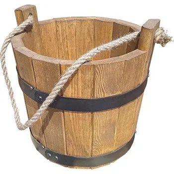 Květináč Květináč dřevěný VĚDRO s provazem Ø 22 x 15/20 cm 2,5 l