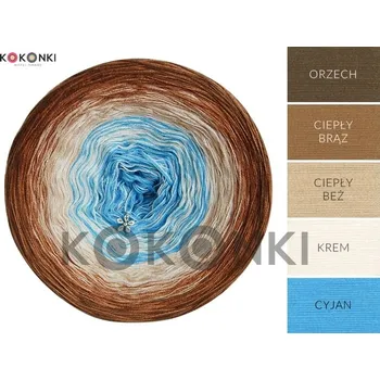 Příze Kokonki Classic A748 - ořech, teplá hnědá, teplá béžová, krémová, tyrkysová
