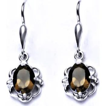 Náušnice Stříbrné náušnice přírodní záhněda - NK1140 (Stříbrné náušnice s přírodní záhnědou 8x6 mm)
