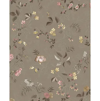 Tapeta Eijffinger Hnědá vliesová květinová tapeta na zeď, 333133 Pip Studio 6, Eijffinger, velikost 0,52 x 10 m