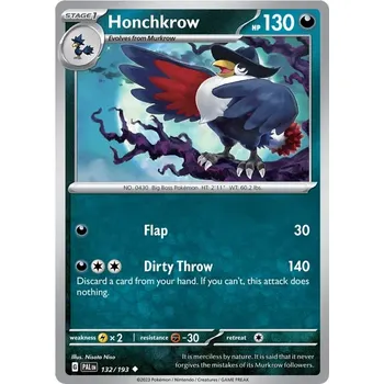 Karetní hra Honchkrow 132/193 - Paldea Evolved Typ karty: Non-Holo