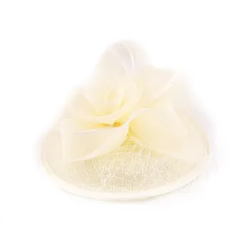 Stoklasa Fascinátor květ s peřím a francouzským závojem, 1 krémová světlá