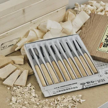 Dláto Sada japonských ručně-vyráběných řezbářských dlát SEIGEN SAKU - 10 kusů