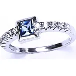 Stříbrný prsten čiré zirkony a akvamarin - VR209 (Stříbrný prsten se zirkony)