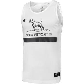 Pánské tílko PitBull West Coast - pánské tílko slim fit lycra CAL FLAG bílé 2XL