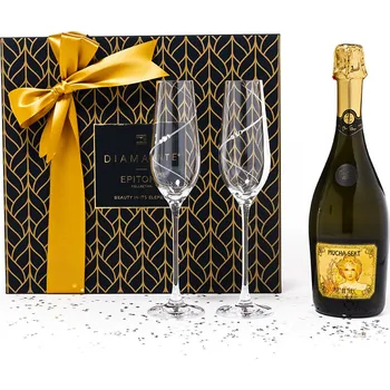 Diamante Dárková souprava sklenice na šampaňské Swarovski a Mucha sekt