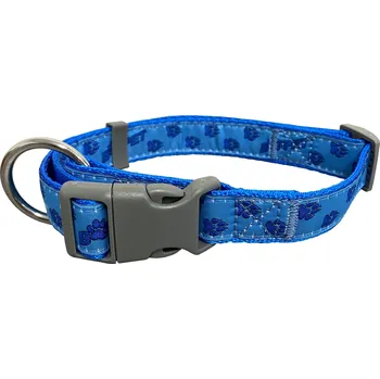Obojek pro psa BAFPET Popruhové obojky TLAPKY BAF Barva: Modrá, Rozměr: 25mm x 40-66cm 18102TB