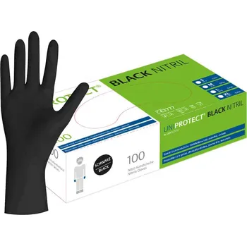 Vyšetřovací rukavice UNIGLOVES Nitrilové rukavice černé - UNIPROTECT, 100 ks Velikost: XL (10)