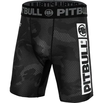 PitBull West Coast - pánské kompresní šortky NET CAMO HILLTOP 2 all black camo 3XL