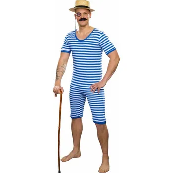 Karnevalový kostým Pánský kostým - Pruhované plavky, modré L