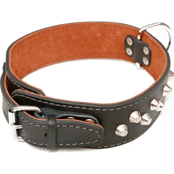 Obojek pro psa BAFPET Kožený obojek MOLOSS, zdobený kužely 2ř. Barva: Černá, Rozměr: 50mm x 70cm /65-71/ 08113