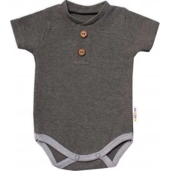 Baby Nellys Kojenecké žebrované body s knoflíčky kr. rukáv, Boy - šedé, Velikost koj. oblečení 74 (6-9m)