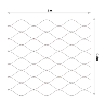 Pletivo KOVIAN, s.r.o. Nerezová lanková síť, 0,8 m x 5m (šxd), oko 50x50 mm, tloušťka lanka 2 mm, AISI316, síť neni ukončena oky pro provlečení lanka